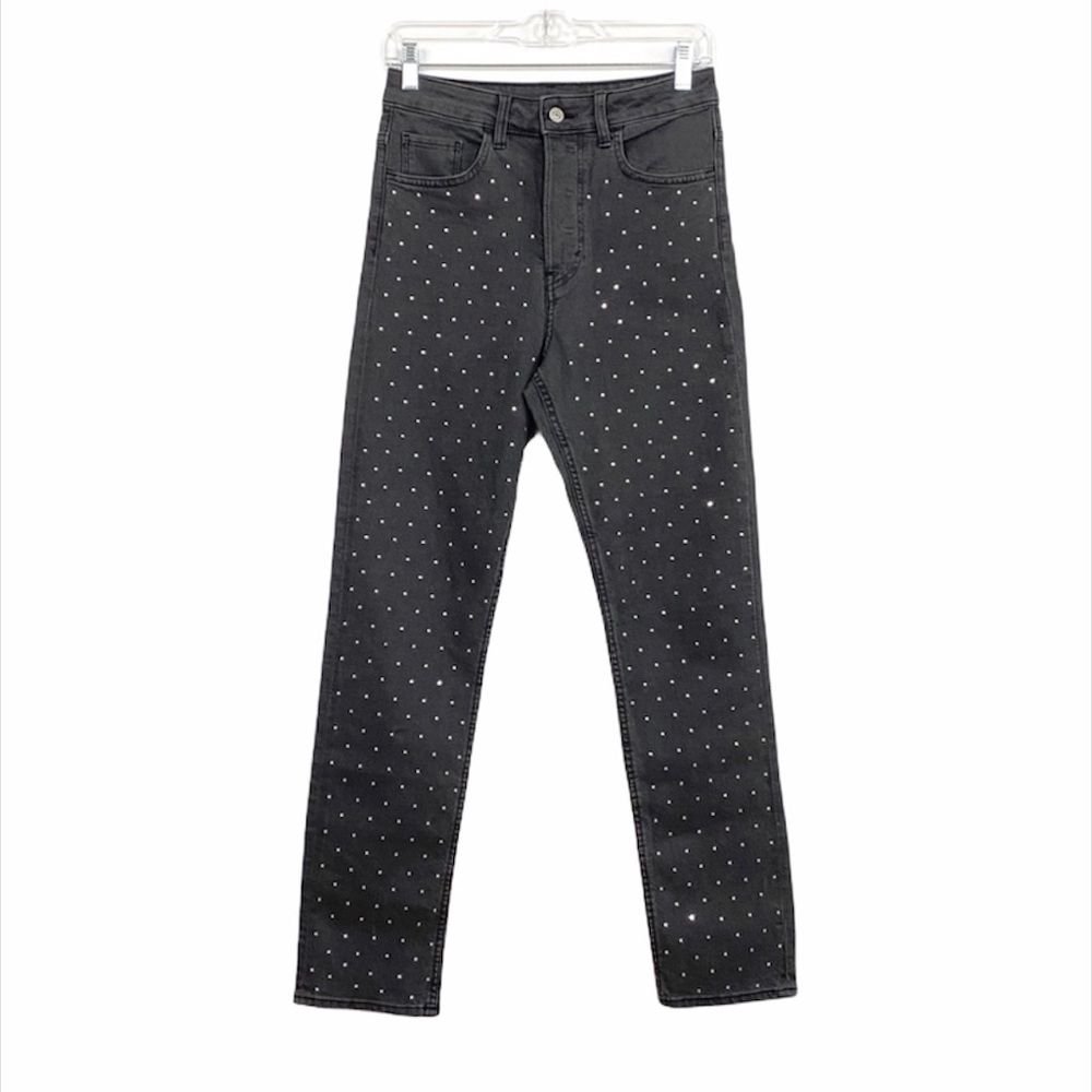 Vintage Slim High Waist & Denim with rhinestones